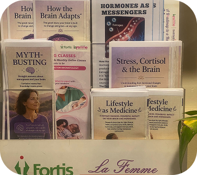 MindHer pamphlets displayed at Fortis La Femme